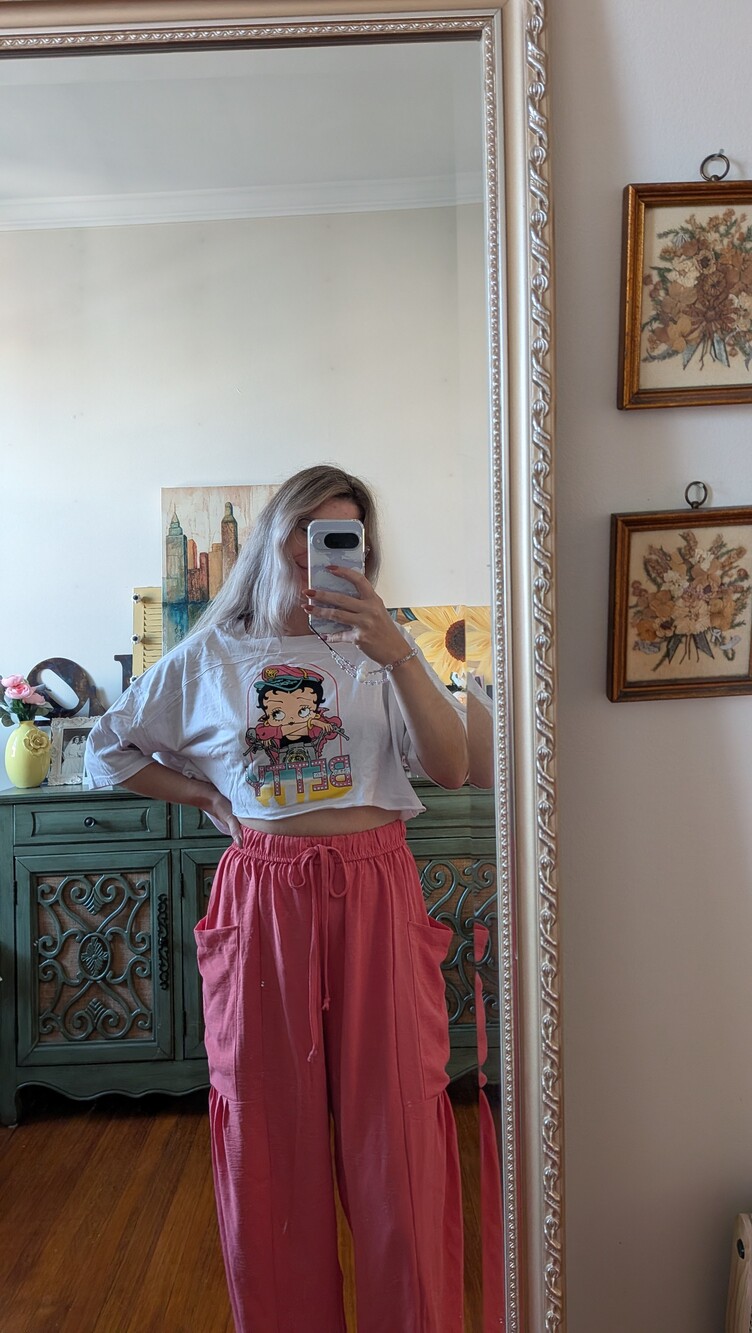 Betty Boop Graphic Crop Tee in White
